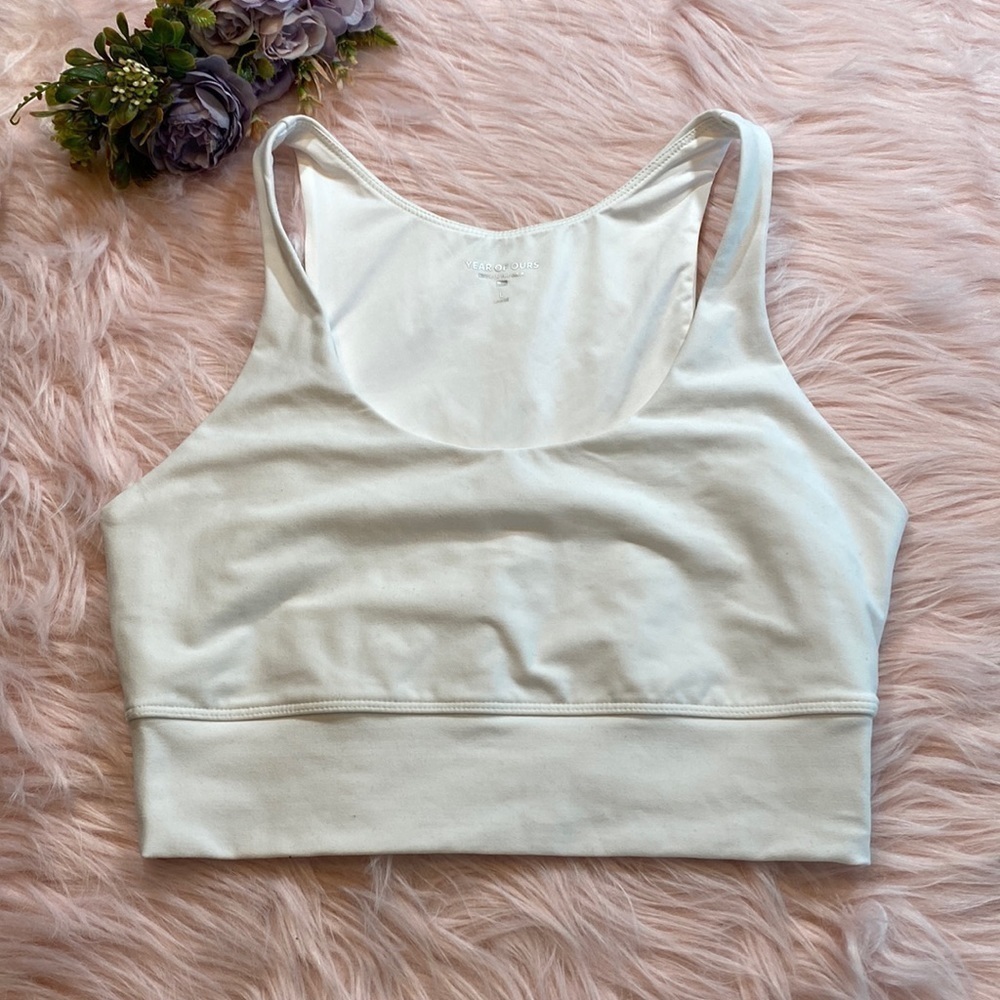 Year Of Ours White Crop Tank Racerback sz L